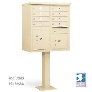 Salsbury Industries Sandstone USPS Access Cluster Box Unit with 8 A Size Doors and Pedestal 3308SAN U