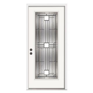 JELD WEN Cordova Full Lite Primed White Steel Entry Door with Nickel Caming THDJW166700601