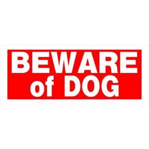 The Hillman Group 6 in. x 15 in. Red and White Plastic Beware Of Dog Sign 841794