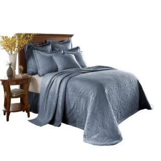 Historic Charleston Collection King Charles Matelasse Cotton Full Bedspread in Provincial Blue 11182FULLBDPOB