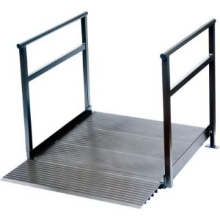 Peace Of Mind 4 ft. x 3 ft. 6 in. x 4 in. Aluminum Threshold Ramp with Handrails in Bronze POM424