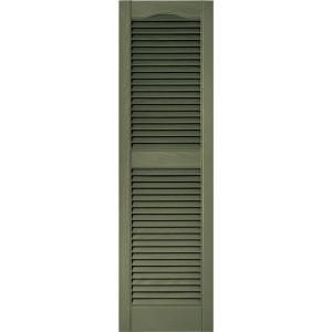 Builders Edge 15 in. x 52 in. Louvered Shutters Pair in #282 Colonial Green 010140052282