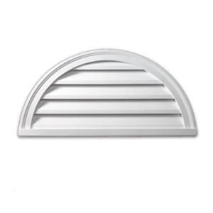Fypon 40 in. x 20 in. x 2 in. Polyurethane Decorative Half Round Louver Gable Grill Vent HRLV40X20