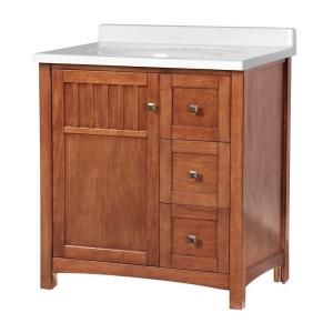 Foremost Knoxville 31 in. W x 22 in. D Vanity in Nutmeg with Vanity Top in White KNCAW3122D