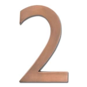 Architectural Mailboxes Solid Cast Brass 5 in. Antique Copper Floating House Number 2 3585AC 2