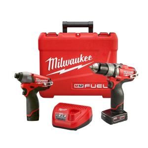 Milwaukee M12 Fuel 12 Volt Lithium Ion 1/2 in. Hammer Drill/Driver and Impact Combo Kit 2597 22
