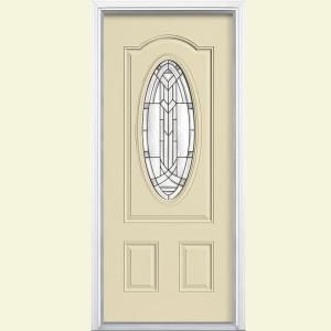 Masonite Chatham Three Quarter Oval Lite Painted Steel Entry Door with Brickmold 45319