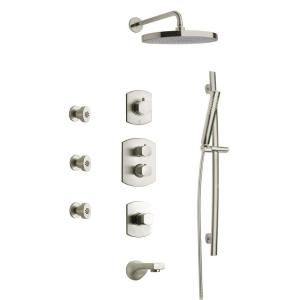 La Toscana Novello Combination 8 2 Handle Tub and Shower Faucet with Handshower in Brushed Nickel SHOWER8NOBN