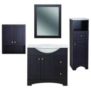 St. Paul Del Mar Bath Suite with 37 in. Vanity with Vanity Top in Linen Tower Over John and Wall Mirror in Espresso BSDM36WMP4COM E