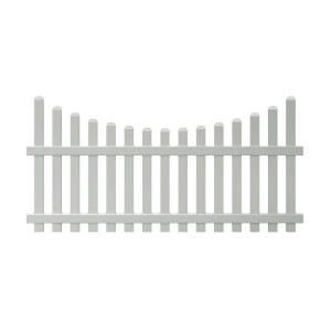 4 ft. x 8 ft. Vinyl Glendale Scalloped Top Spaced Picket Fence Panel with 3 in. Dog Ear Pickets   Unassembled 153150