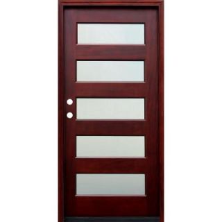 Pacific Entries Contemporary 5 Lite Mistlite Stained Mahogany Wood Entry Door M55MSMR