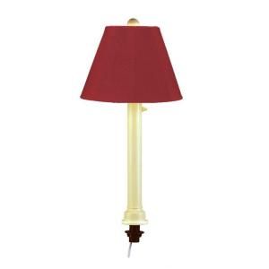 Patio Living Concepts Catalina 28 in. Outdoor Bisque Umbrella Table Lamp with Burgandy Shade 34774