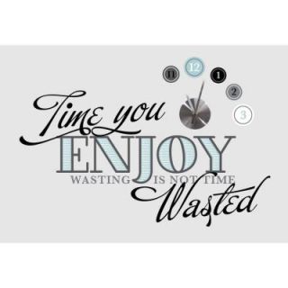 RoomMates 3.8 in. x 11.3 in. Time You Enjoy Peel and Stick Quote Clock RMK2411CLK