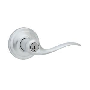 Kwikset Tustin Satin Chrome Entry Lever Featuring SmartKey 740TNL 26D SMT RCAL RCS