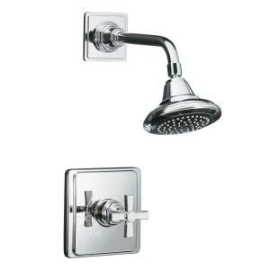 KOHLER Pinstripe 1 Handle Pure Rite Temp Shower Faucet Trim Only in Polished Chrome (Valve not included) K T13134 3A CP