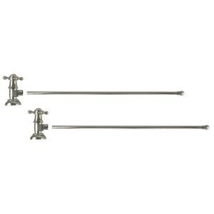 3/8 in. O.D x 20 in. Brass Rigid Lavatory Supply Lines with Cross Handle Shutoff Valves in Polished Nickel I304 PN
