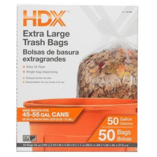 HDX 50 gal. Extra Large Clear Trash Bags (50 Count) HDX50GC