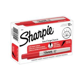 Sharpie Red Extra Fine Point Permanent Marker (12 Pack) 35002