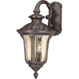 Glomar Beaumont 2 Light Mid Size Wall Lantern Arm Down with Amber Water Glass finished in Fruitwood HD 2004