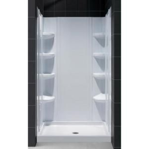 DreamLine QWALL 3 36 in. x 36 in. x 75 5/8 in. Standard Fit Shower Kit in White with Shower Base and Back Wall DL 6198C 01