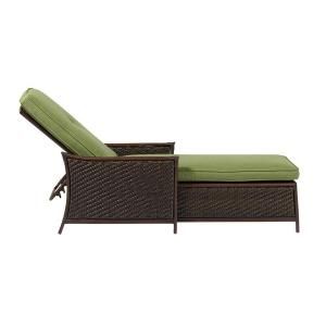 Home Decorators Collection Lanai Espresso Patio Chaise Lounge with Green Cushions 1929410610