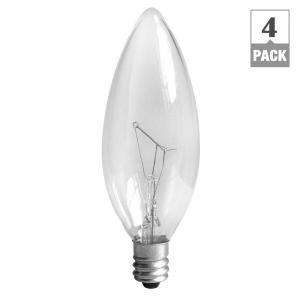 GE 25 Watt Incandescent B10 BC Blunt Tip Decorative Candelabra Base Crystal Clear Light Bulb (4 Pack) 25BC/2L/CD4 TP12