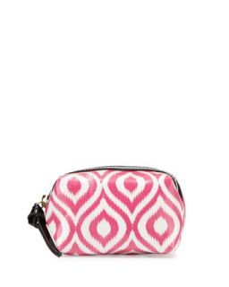 Ikat Print Matte Canvas Cosmetic Case, Pink