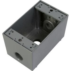 Greenfield 1 Gang Weatherproof Deep Electric Outlet Box with Three 1/2 in. Holes   Gray DB23PS