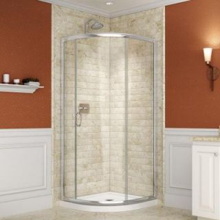 DreamLine Solo 33 in. x 33 in. x 74 3/4 in. Sliding Shower Enclosure in Chrome with Quarter Round Shower Base DL 6711 01CL