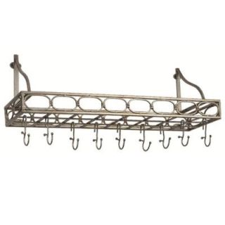 Old Dutch 36 in. x 9 in. x 11.5 in. Antique Pewter Bookshelf Pot Rack with 8 Hooks 103PW