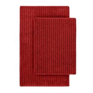 Garland Rug Sheridan Chili Pepper Red 21 in. x 34 in. Washable Bathroom 2 Piece Rug Set SHE 2PC 04