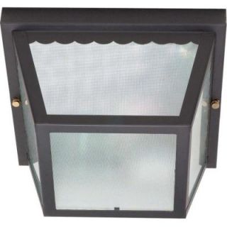 Glomar 2 Light Black 10 in Carport Flush Mount with Textured Frosted Glass HD 473