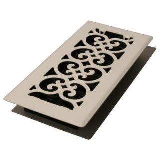 Decor Grates 1 in.   2 in. x 12 in. Painted White Steel Floor Register   Scroll FS212 WH