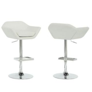 Monarch Specialties White and Chrome Metal Hydraulic Lift Barstool (2 Piece) I 2308