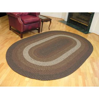 Pinehurst Black/ Chocolate Braided Wool Rug (56 X 86)