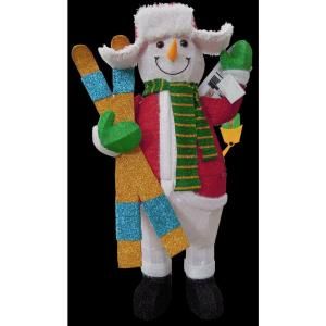 48 in. Lighted Tinsel Snowman with Skis TY311 1314 1