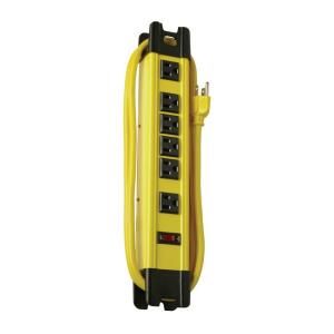 Woods Metal 6 Outlet Workshop Power Strip with Cord Wrap and 2 Transformer Outlets 15 ft. Power Cord   Yellow 046578806