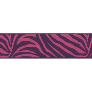 Brewster 56 sq. ft. Zebra Crossing Pink Zebra Border Wallpaper 443B90547