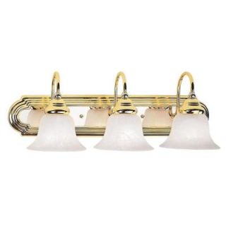 Filament Design 3 Light Polished Brass and Chrome Bath Light with White Alabaster Glass Shade CLI MEN1003 25