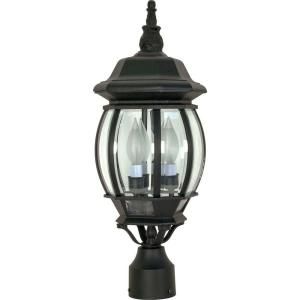 Glomar Central Park   3 Light   21 in. Post Lantern with Clear Beveled Glass Textured Black HD 899