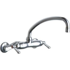 Chicago Faucets 2 Handle Kitchen Faucet in Chrome with 9 1/2 in. L Type Swing Spout 445 L9ABCP