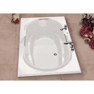 MAAX Balmoral 6 ft. Center Drain Soaking Tub in White with Polished Chrome Grab Bars 100736 000 001 101