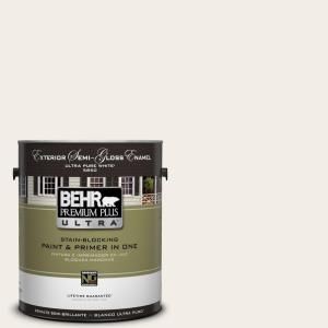 BEHR Premium Plus Ultra 1 gal. #PPU10 13 Snowy Pine Semi Gloss Enamel Exterior Paint 585001