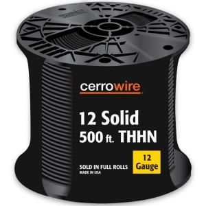 Cerrowire 500 ft. 12/1 Solid THHN Wire   Black 112 1651J