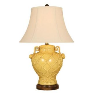29.5 in. Tuscan Yellow Basketweave Table Lamp with Shade DISCONTINUED 5665