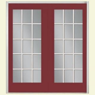 Masonite 72 in. x 80 in. Red Bluff Prehung Right Hand Inswing 15 Lite GBG Fiberglass Patio Door with No Brickmold in Vinyl Frame 23645