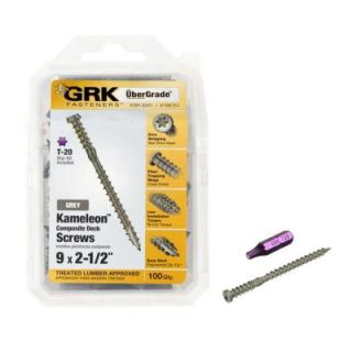 GRK Fasteners 9 x 2 1/2 in. Kameleon Composite Deck Screw in Grey (100 Pack) 168151
