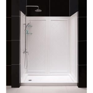 DreamLine QWALL 5 30 in. x 60 in. x 76 3/4 in. Standard Fit Shower Kit in White with Shower Base and Back Wall DL 6189R 01