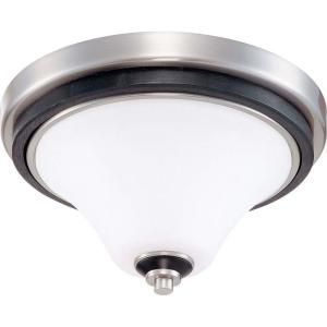 Glomar Keen 1 Light 11in. Flush Dome with Satin White Glass Finished in Ebony & Brushed Nickel HD 1744