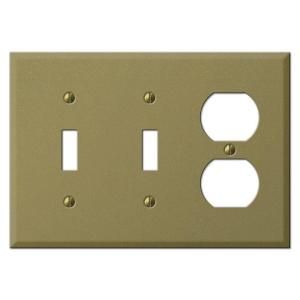 Creative Accents Steel 2 Toggle 1 Outlet Wall Plate   Antique Brass 9MAB116